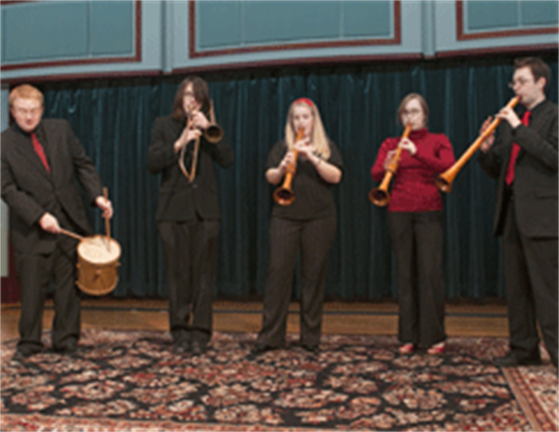 Students playing period instruments
