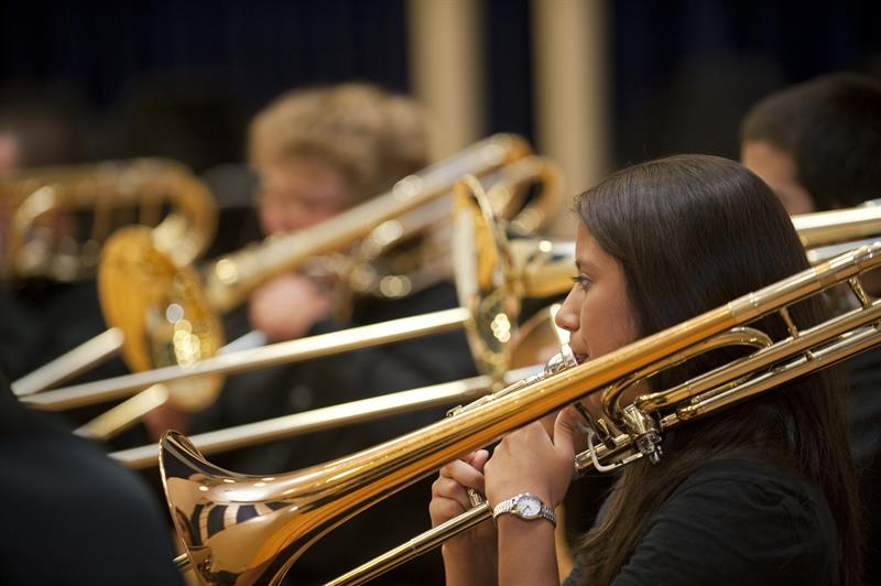 Trombone section in concert